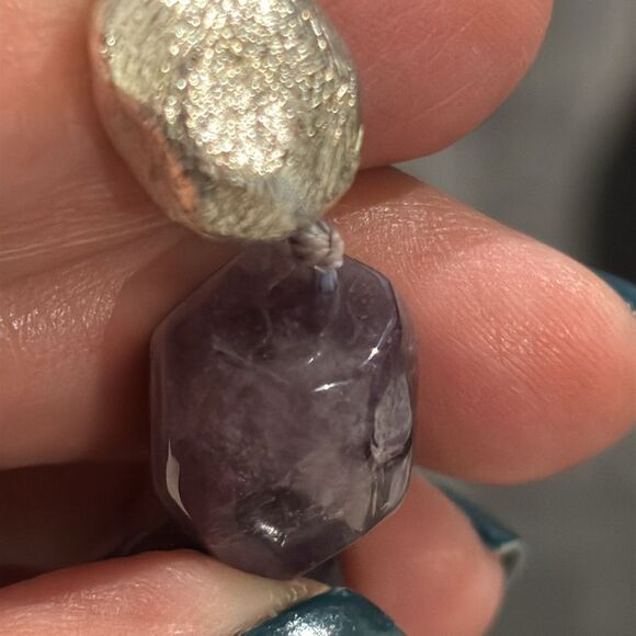 Amethyst Textured Silver Beads Knotted Beaded Toggle Bracelet Classy - Picture 4 of 8